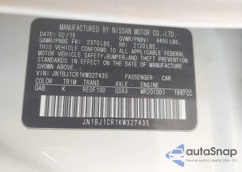 2019 Nissan Rogue Sport Sl z USA, uszkodzony, nr VIN JN1BJ1CR1KW327435